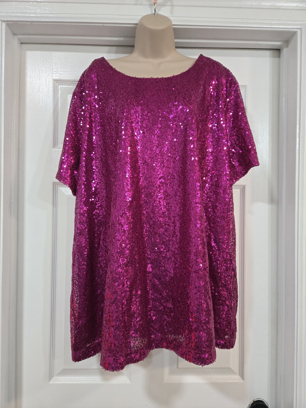 Chic Soul Sequin Tunic in Fuchsia Pink